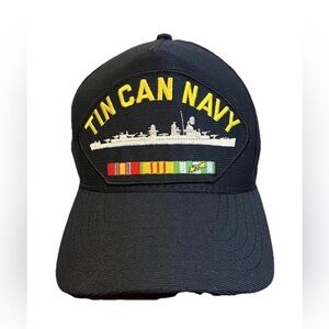 Vintage Tin Can Navy Hat Cap Snapback Sailors US Destroyer Veterans Eagle Crest